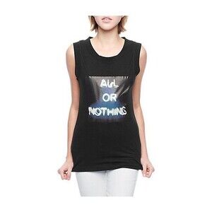 New Womens Designer True Religion Jean Black Soft Tee Shirt Top M All or Nothing